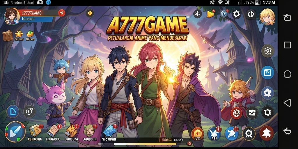 Screenshot utama A777GAME menampilkan aksi seru dalam dunia Anime.