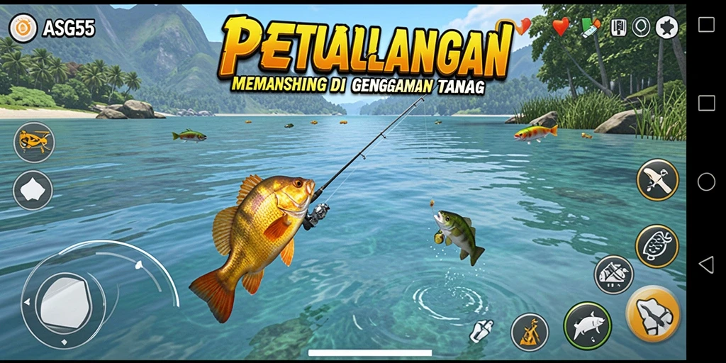 Menampilkan gameplay ASG55 dengan pengalaman memancing yang mendebarkan.