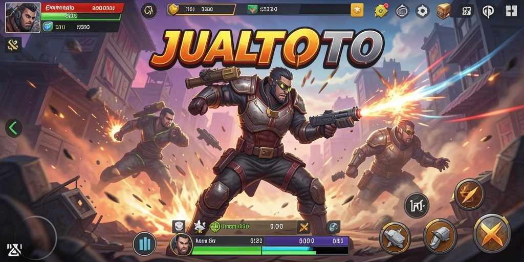 Screenshot utama JUALTOTO menampilkan aksi mendebarkan dan grafis menakjubkan.