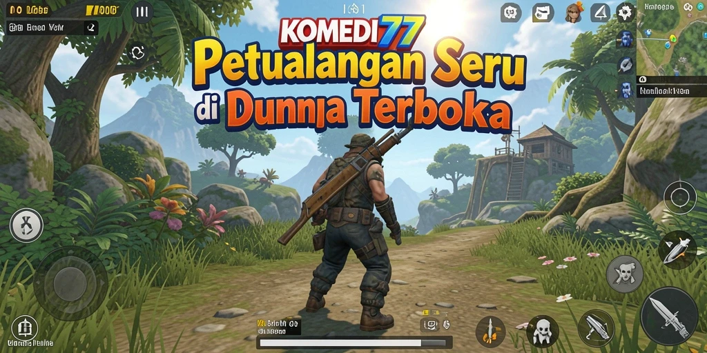 Tangkapan layar gameplay di dunia terbuka yang berwarna-warni.