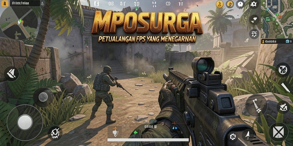 Gameplay seru dan intens dalam MPOSURGA, menampilkan aksi pertarungan FPS.