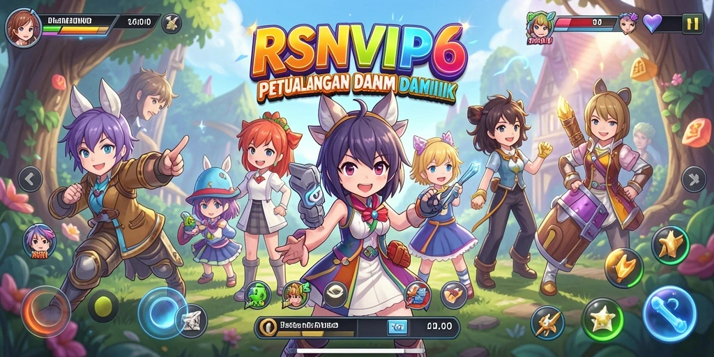 Gameplay seru RSNVIP6 dengan karakter anime ikonik dan pertempuran dramatis.